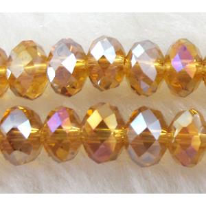 Chinese Crystal Beads, faceted rondelle, golden AB-color, 8mm dia, 72pcs per st [GSICC01C30AB-8MM]