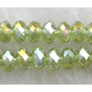 Chinese Crystal Beads, Faceted Rondelle, olive AB color, 10mm dia, 72pcs per st [GSICC01C31AB-10MM]