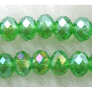 Chinese Crystal Beads, Faceted Rondelle, green AB color, 10mm dia, 72pcs per st [GSICC01C32AB-10MM]
