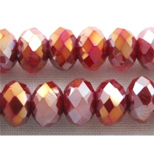 Chinese Crystal Beads, Faceted Rondelle, red AB color, 6mm dia, 100 pcs per st [GSICC01C36AB]