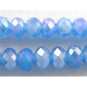 Chinese Crystal Beads, Faceted Rondelle, blue AB color, 10mm dia, 72pcs per st [GSICC01C38AB-10MM]