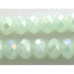 Chinese Crystal Beads, Faceted Rondelle, light green AB color, 10mm dia, 72pcs per st [GSICC01C41AB-10MM]
