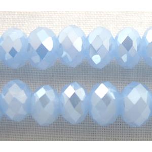 Chinese Crystal Beads, Faceted Rondelle, light blue AB color, 6mm dia, 100 pcs per st [GSICC01C42AB]