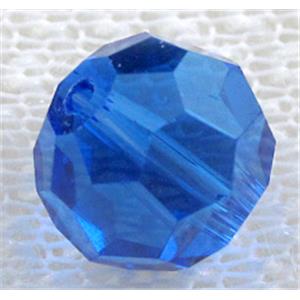 Crystal Glass Beads, faceted round, blue, 8mm dia [GSICC04C02-8MM]