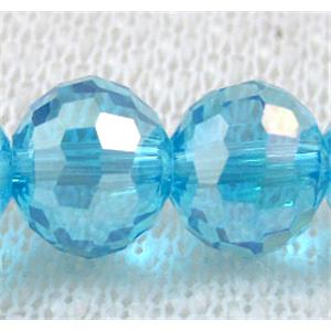 Crystal Glass Beads, 96 faceted round, aqua AB-color, 12mm dia [GSICC05C02-12MM]