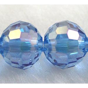 Crystal Glass Beads, 96 faceted round, Blue AB color, approx 10mm dia, 72pcs per st [GSICC05C06-10MM]
