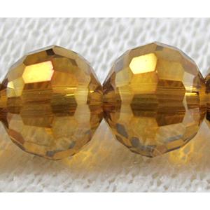 Crystal Glass Beads, 96 faceted round, Golden AB color, approx 10mm dia, 72pcs per st [GSICC05C08-10MM]