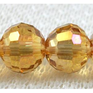 Crystal Glass Beads, 96 faceted round, gold champagne AB-color, 8mm dia [GSICC05C09-8MM]