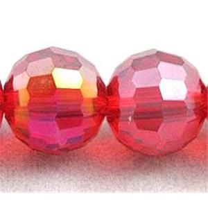 Crystal Glass Beads, 96 faceted round, Red AB-color, 12mm dia [GSICC05C10-12MM]