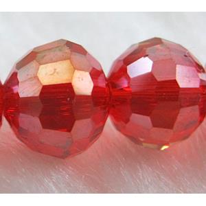 Crystal Glass Beads, faceted round, ruby AB-Color, 12mm dia [GSICC05C11-12MM]