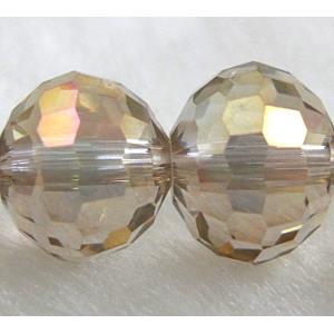 Crystal Glass Beads, 96 faceted round, Champagne AB color, approx 10mm dia, 72pcs per st [GSICC05C12-10MM]