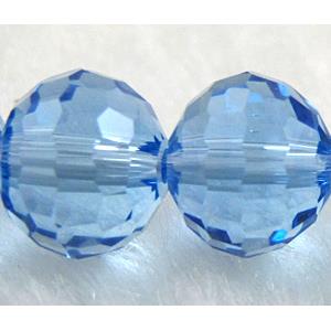 Glass Crystal Beads, faceted round, sky-blue, approx 10mm dia, 72pcs per st [GSICC06C02-10MM]