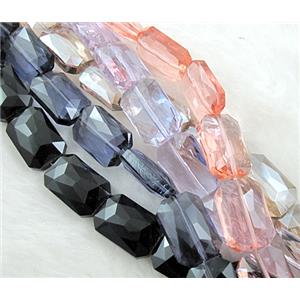 Crystal Glass Beads, faceted rectangle, Mix color, 13.5x20mm, 18pcs per st [GSICC11MIX]