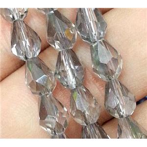 Chinese crystal glass bead, faceted teardrop, grey, approx 10x15mm, 50pcs per st [GSICC132-10X15MM]