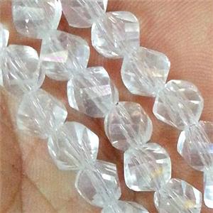 Chinese crystal glass bead, swiring cut, white AB color, approx 6mm dia, 100pcs per st [GSICC143-6MM]