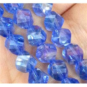 Chinese crystal glass bead, swiring cut, blue AB color, approx 6mm dia, 100pcs per st [GSICC149-6MM]