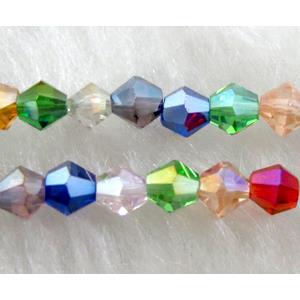 Chinese Crystal Beads, Faceted bicone, mixed, AB color, 4mm dia, 80pcs per st [GSICC14AB]
