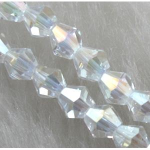 Chinese Crystal Beads, faceted bicone, clear AB-color, 4mm dia, 120pcs per st [GSICC14C01AB]