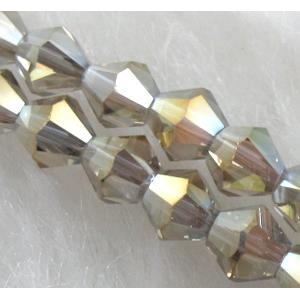 Chinese Crystal Beads, Faceted bicone, grey AB color, 4mm dia, 120pcs per st [GSICC14C05AB]