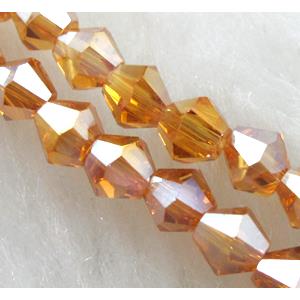 Chinese Crystal Beads, Faceted bicone, coffee AB color, 4mm dia, 120pcs per st [GSICC14C07AB]