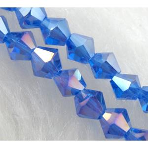 Chinese Crystal Beads, Faceted bicone, deep blue AB color, 4mm dia, 120pcs per st [GSICC14C13AB]