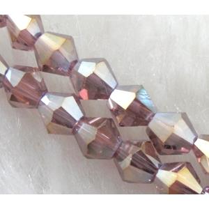 Chinese Crystal Beads, Faceted bicone, light purple AB color, 4mm dia, 120pcs per st [GSICC14C14AB]
