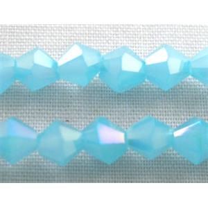 Chinese Crystal Beads, Faceted bicone, milk aqua AB color, 4mm dia, 120pcs per st [GSICC14C19AB]