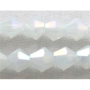 Chinese Crystal Beads, Faceted bicone, milk-white AB color, 4mm dia, 120pcs per st [GSICC14C20AB]