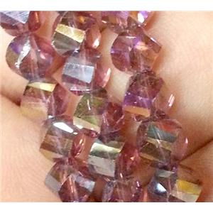 Chinese crystal glass bead, swiring cut, purple AB color, approx 4mm dia, 150pcs per st [GSICC152-4MM]