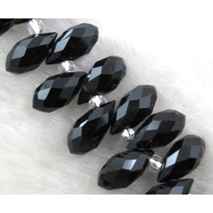Chinese Crystal Beads, Faceted teardrop, black, approx 7x14mm, 100pcs per st [GSICC15C02-7X14MM]