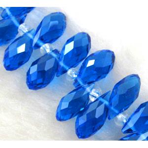 Chinese Crystal Beads, Faceted teardrop, deep blue, approx 6x12mm, 100pcs per st [GSICC15C03-6X12MM]