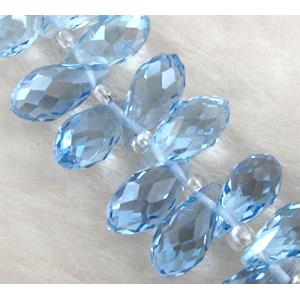 Chinese Crystal Beads, Faceted teardrop, light blue, approx 7x14mm, 100pcs per st [GSICC15C05-7X14MM]