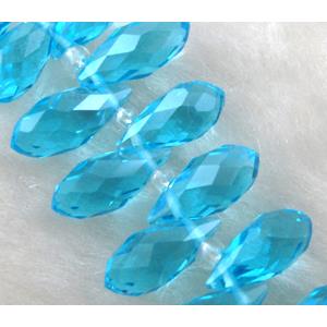Chinese Crystal Beads, faceted teardrop, aqua, approx 7x14mm, 100pcs per st [GSICC15C06-7X14MM]