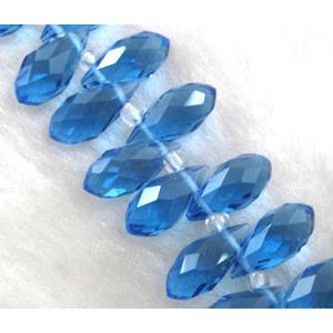 Chinese Crystal Beads, faceted teardrop, blue, approx 7x14mm, 100pcs per st [GSICC15C07-7X14MM]