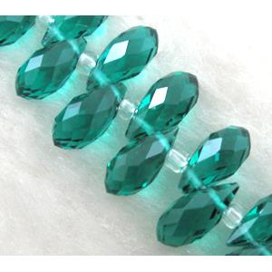 Chinese Crystal Beads, faceted teardrop, peacock-blue, approx 7x14mm, 100pcs per st [GSICC15C08-7X14MM]