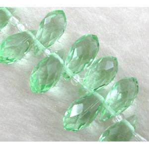 Chinese Crystal Beads, Faceted teardrop, light green, approx 7x14mm, 100pcs per st [GSICC15C09-7X14MM]