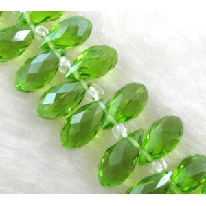 Chinese Crystal Beads, faceted teardrop, olive, approx 7x14mm, 100pcs per st [GSICC15C10-7X14MM]