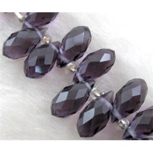 Chinese Crystal Beads, faceted teardrop, dark-purple, approx 6x12mm, 100pcs per st [GSICC15C13-6X12MM]