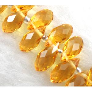 Chinese Crystal Beads, faceted teardrop, golden, approx 6x12mm, 100pcs per st [GSICC15C15-6X12MM]