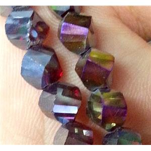 Chinese crystal glass bead, swiring cut, deep red AB color, approx 6mm dia, 100pcs per st [GSICC160-6MM]