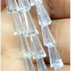 Chinese crystal glass bead, faceted pagoda, white, approx 6x12mm, 50pcs per st [GSICC164-6X12MM]