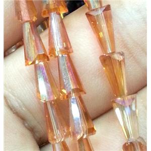 Chinese crystal glass bead, faceted pagoda, gold champagne AB color, approx 4x8mm, 60pcs per st [GSICC165-4X8MM]