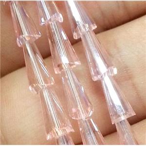 Chinese crystal glass bead, faceted pagoda, pink, approx 4x8mm, 60pcs per st [GSICC167-4X8MM]
