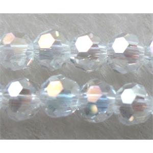 Chinese Crystal Glass Beads, faceted round, clear AB-color, 4mm dia, approx 100pcs per st [GSICC16C01AB]