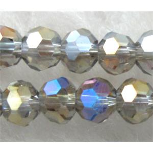 Chinese Crystal Beads, Faceted Round, grey AB color, 4mm dia, approx 100pcs per st [GSICC16C03AB]