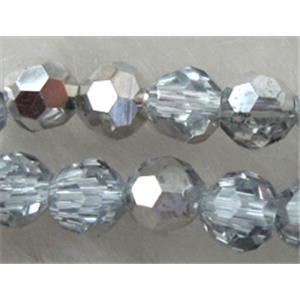 Chinese Glass Crystal Beads, faceted round, silver plated, 4mm dia, approx 100pcs per st [GSICC16C04]