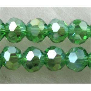 Chinese Crystal Beads, Faceted Round, green AB color, 4mm dia, approx 100pcs per st [GSICC16C08AB]