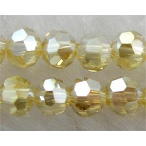 Chinese Crystal Beads, Faceted Round, yellow AB color, 4mm dia, approx 100pcs per st [GSICC16C09AB]