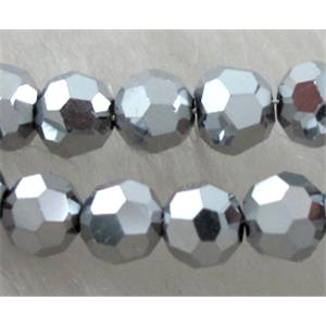 Chinese Crystal Beads, Faceted Round, silver plated, 4mm dia, approx 100pcs per st [GSICC16C12]