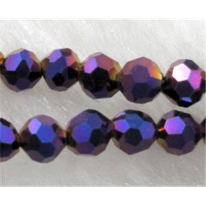 Chinese Crystal Beads, faceted round, purple electroplated, 4mm dia, approx 100pcs per st [GSICC16C14AB]